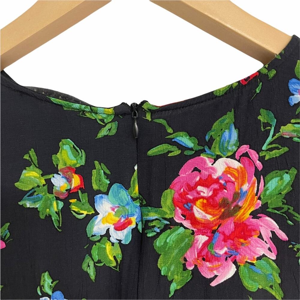 WAYF Dress SZ Medium Floral Hi Lo Shift Dress Long Sleeves Mini Garden Party - Picture 8 of 11